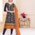 Navy-blue embroidered cotton salwar with dupatta