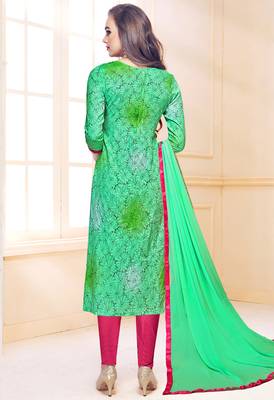 Green embroidered cotton salwar with dupatta 3