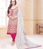 Baby-pink embroidered cotton salwar with dupatta