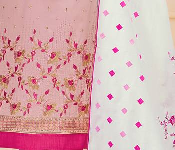Baby-pink embroidered cotton salwar with dupatta 3
