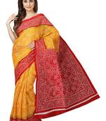 Multicolor printed poly cotton saree with blouse