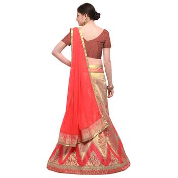 Pink Taffeta Silk Jacquard Lehenga Choli With Dupatta 4