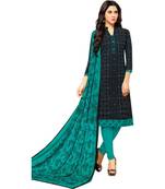 Black & Rama Green Cotton Embroidered & Mirror Work Salwar Suit For Women