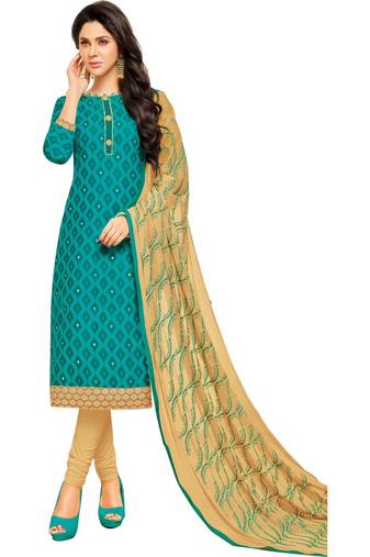 Trendy Traditional Party Wear Salwar Suit Rama Viscose Silk Pant Straight