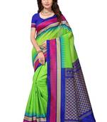 Green printed bhagalpuri saree with blouse