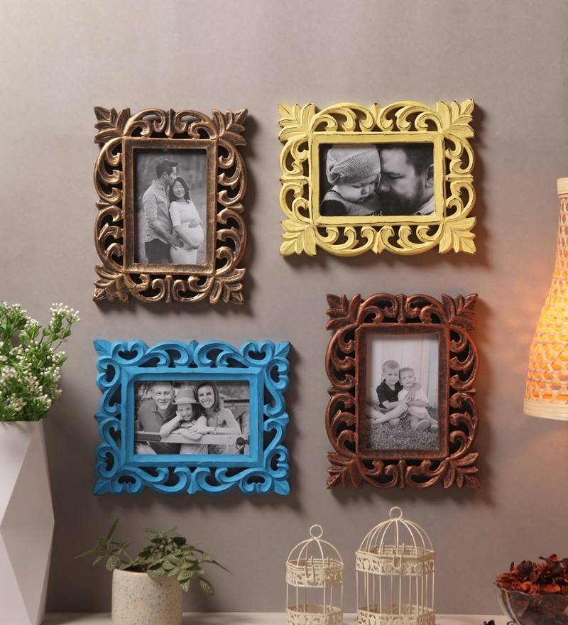 Wooden Handcrafted Collage Photo Frames Distress Finish Wall Hanging (4x6 Set Of 4 Photo Frames-06)
