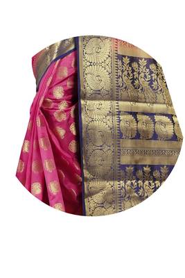 Pink Woven Art Silk Banarasi Saree With Blouse 3