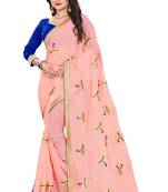 Pink Embroidered Georgette Saree With Blouse