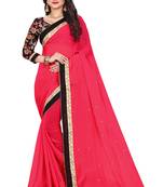 Pink Embroidered Georgette Saree With Blouse
