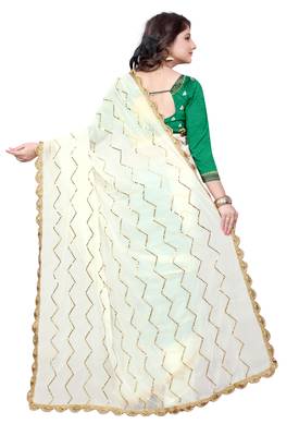 White Embroidered Georgette Saree With Blouse 2