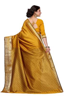 Yellow Woven Saree With Blouse 2