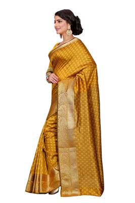 Yellow Woven Saree With Blouse 3
