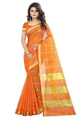 Orange Woven Art Silk Saree With Blouse 1