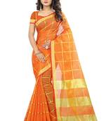 Orange Woven Art Silk Saree With Blouse