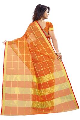 Orange Woven Art Silk Saree With Blouse 2