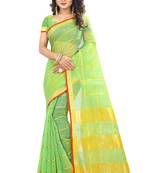 Parrot Green Woven Art Silk Saree With Blouse