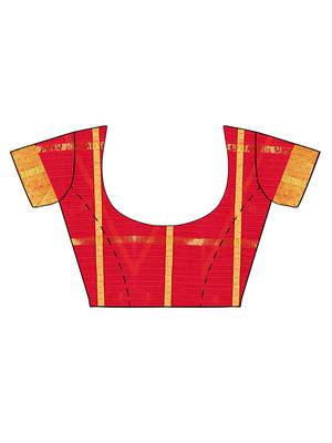 Red Woven Art Silk Saree With Blouse 4
