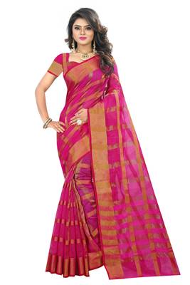 Pink Woven Art Silk Saree With Blouse 1