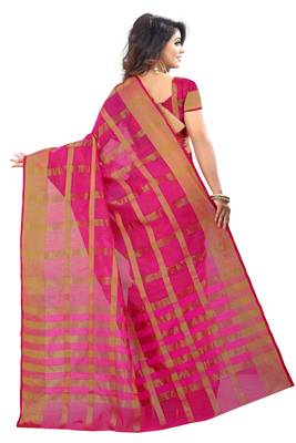 Pink Woven Art Silk Saree With Blouse 2
