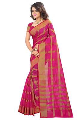 Pink Woven Art Silk Saree With Blouse 3
