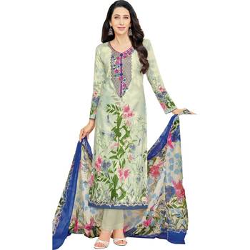 Multicolor Glaze Cotton Printed & Embroidered Women's Salwar Suit 1