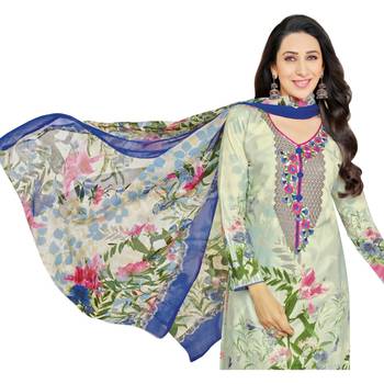 Multicolor Glaze Cotton Printed & Embroidered Women's Salwar Suit 8