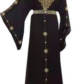 Black Georgette Islamic Kaftan With Zari And Stone Work