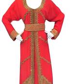 Peach Georgette Islamic Kaftan With Zari And Stone Work