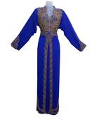 Royal Blue Georgette Islamic Kaftan With Zari And Stone Work