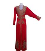 Red Georgette Islamic Kaftan With Zari And Stone Work