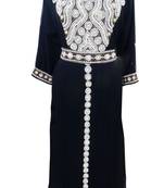 Black Georgette Islamic Kaftan With Zari And Stone Work