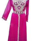 Pink Georgette Islamic Kaftan With Zari And Stone Work