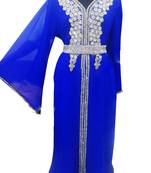 Royal Blue Georgette Islamic Kaftan With Zari And Stone Work
