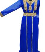 Royal Blue Georgette Islamic Kaftan With Zari And Stone Work