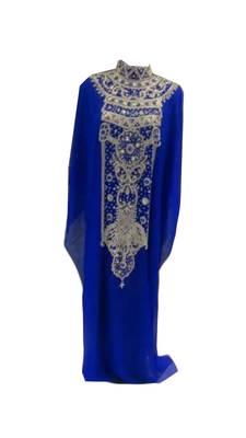 Royal Blue Georgette Islamic Kaftan With Zari And Stone Work 1