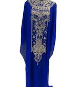 Royal Blue Georgette Islamic Kaftan With Zari And Stone Work