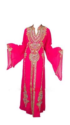 Pink Georgette Islamic Kaftan With Zari And Stone Work 1