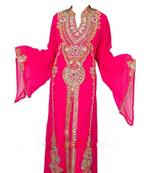 Pink Georgette Islamic Kaftan With Zari And Stone Work
