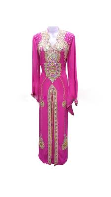 Pink Georgette Islamic Kaftan With Zari And Stone Work 1