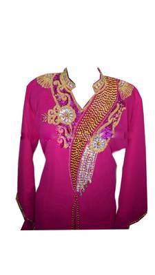 Pink Georgette Islamic Kaftan With Zari And Stone Work 2