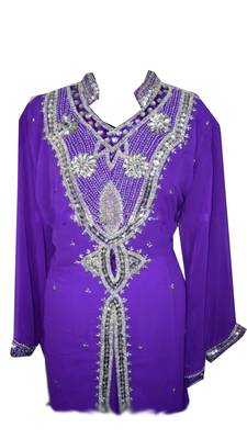 Purple Georgette Islamic Kaftan With Zari And Stone Work 2