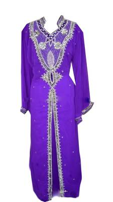 Purple Georgette Islamic Kaftan With Zari And Stone Work 1