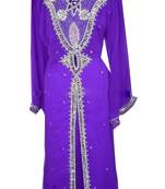 Purple Georgette Islamic Kaftan With Zari And Stone Work