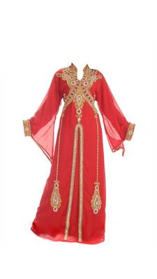 Peach Georgette Islamic Kaftan With Zari And Stone Work 1