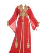 Peach Georgette Islamic Kaftan With Zari And Stone Work
