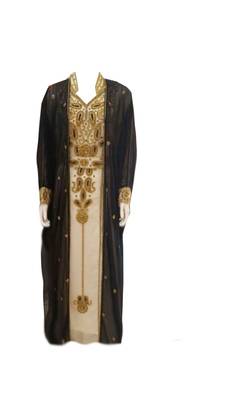 Black And cream Georgette Islamic Kaftan With Zari And Stone Work 1