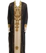 Black And cream Georgette Islamic Kaftan With Zari And Stone Work