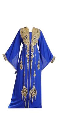 Blue Georgette Islamic Kaftan With Zari And Stone Work 1