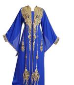Blue Georgette Islamic Kaftan With Zari And Stone Work