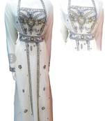 Off white Georgette Islamic Kaftan With Zari And Stone Work